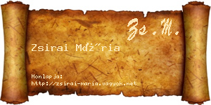 Zsirai Mária névjegykártya